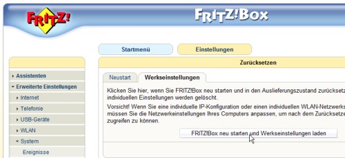 Fritzbox 7490 Resetten